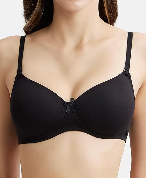 Jockey FE23 Women’s Wirefree Padded Cotton T-Shirt Bra – Medium Coverage Multiway with Detachable Straps